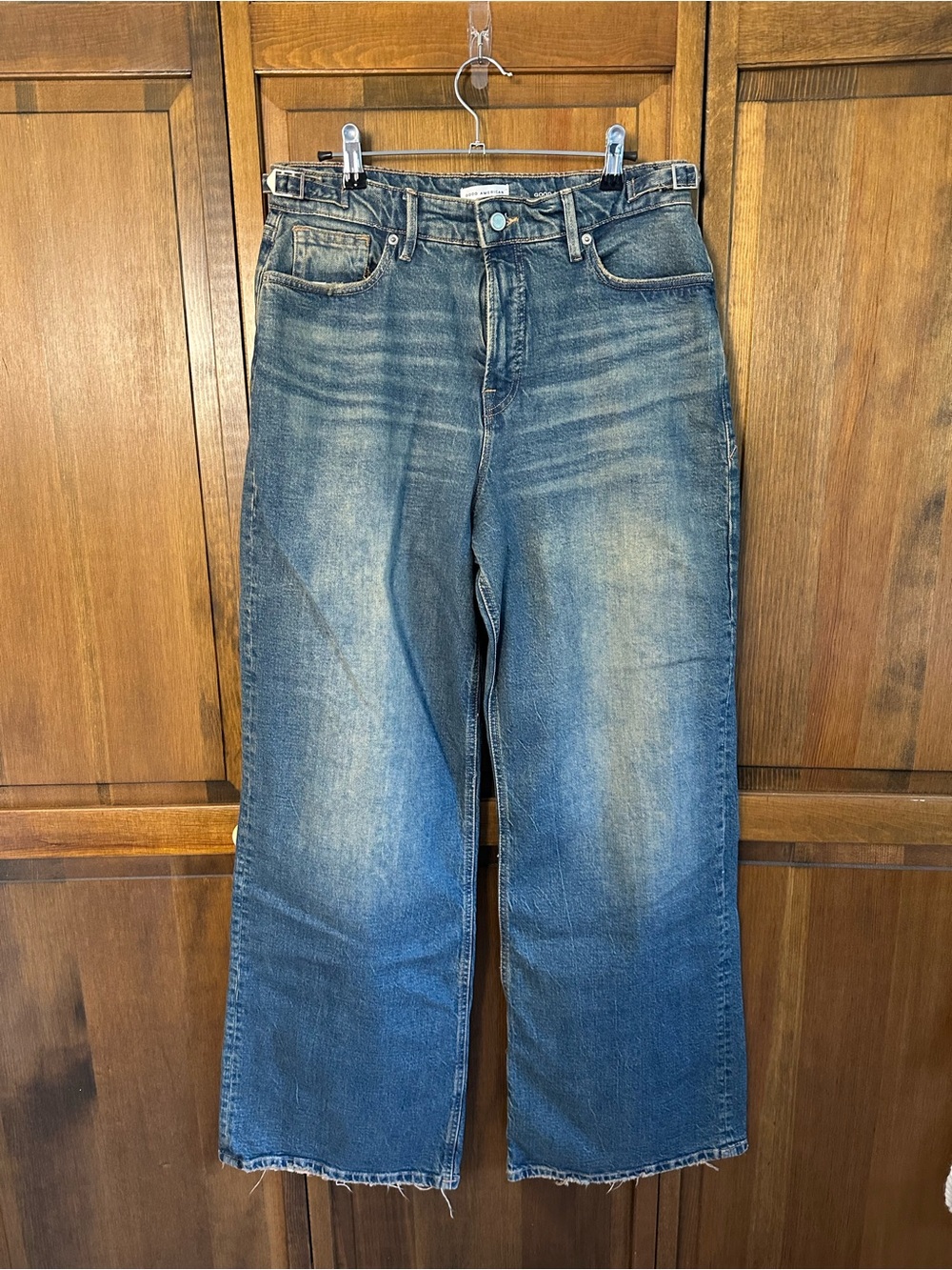 Good American Faded Blue Wide Leg Jeans